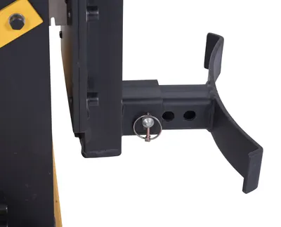 Vestil DGPS-55-SCL fork mounted drum gripper w digital scale shown from an alternate angle