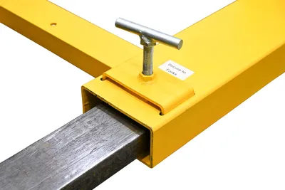 Vestil DGPS-55-SCL fork mounted drum gripper w digital scale shown from an alternate angle