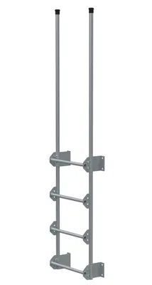 Vestil Steel Walk Through Dock Ladder 4 Step 300 Lb. Capacity Silver