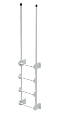 Vestil Steel Walk Through Dock Ladder 4 Step 300 Lb. Capacity White