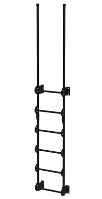Vestil Steel Walk Through Dock Ladder 6 Step 300 Lb. Capacity Black