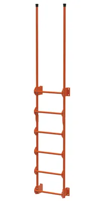 Vestil Steel Walk Through Dock Ladder 6 Step 300 Lb. Capacity Orange