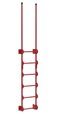 Vestil Steel Walk Through Dock Ladder 6 Step 300 Lb. Capacity Red