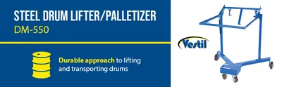 Vestil DM-550 drum lifter palletizer feature highlights