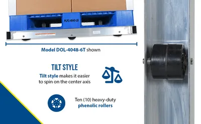 Vestil DOL-3642-10T aluminum pallet dollie feature highlights