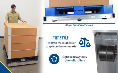 Vestil DOL-3642-8T aluminum pallet dollie feature highlights