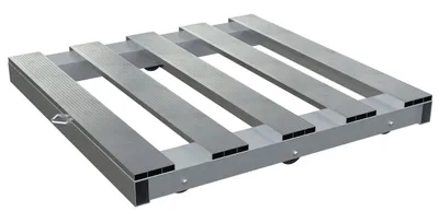 Vestil Aluminum Pallet Dolly with Pallet Top 48 In. x 48 In. 4000 Lb. Capacity Silver