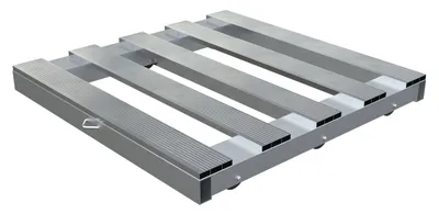 Vestil Aluminum Pallet Dolly with Pallet Top and Tilt 48 In. x 48 In. 4000 Lb. Capacity Silver