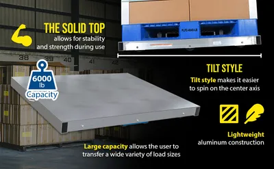 Vestil DOL-ST-4048-8T aluminum pallet dollie feature highlights
