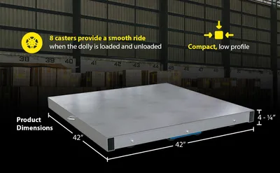Vestil DOL-ST-4242-8T aluminum pallet dollie feature highlights