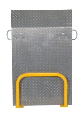 Vestil DPR-2616 steel dock plate storage rack shown from an alternate angle