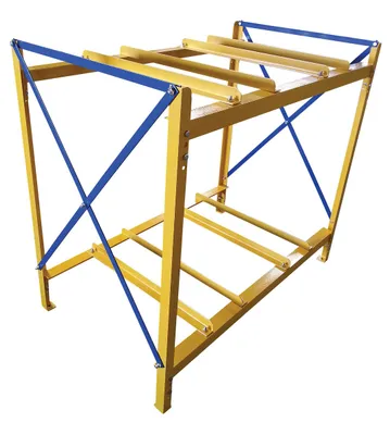 Vestil Steel Horizontal 4 Drum Storage Rack 2 Wide 2 High 3200 Lb. Capacity Yellow