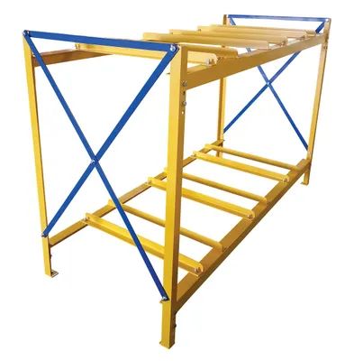 Vestil Steel Horizontal 6 Drum Storage Rack 3 Wide 2 High 4800 Lb. Capacity Yellow
