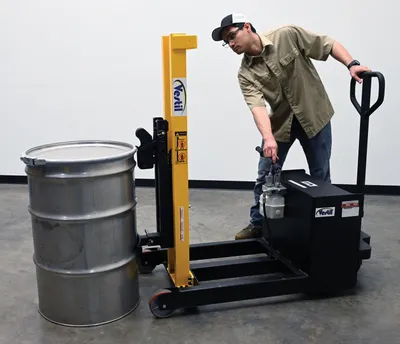 Vestil DRLT-CB-54-MDML counter balanced drum stacker shown from an alternate angle