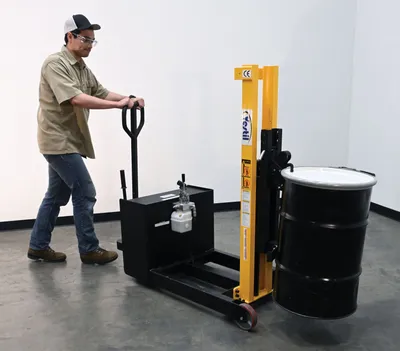 Vestil DRLT-CB-54-MDML counter balanced drum stacker shown from an alternate angle