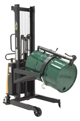 Vestil DRUM-LRT-DC-II portable drum lifter rotator transporter shown from an alternate angle