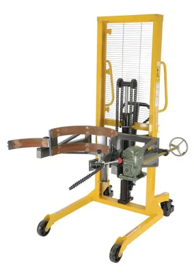 Vestil DRUM-LRT-EC economy portable drum lifter rotator transporter shown from an alternate angle