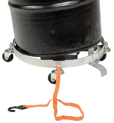 Vestil DRUM-QUAD-H-TLT tilting drum dollie shown from an alternate angle