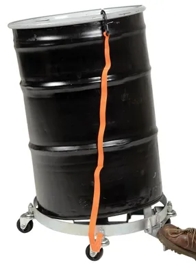 Vestil DRUM-QUAD-H-TLT tilting drum dollie shown from an alternate angle