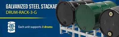 Vestil DRUM-RACK-3-G stackable drum rack feature highlights