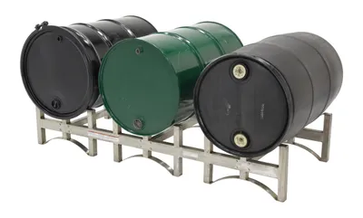 Vestil DRUM-RACK-3-SS stackable drum rack shown from an alternate angle