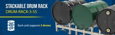 Vestil DRUM-RACK-3-SS stackable drum rack feature highlights