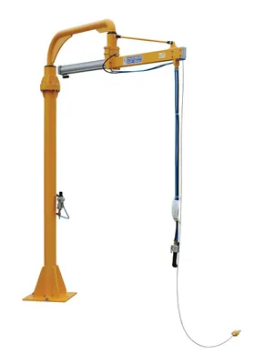 Vestil Steel Air Balance Jib Lifter Floor Mounted Maximum Arm Length 92 In. 250 Lb. Capacity Yellow