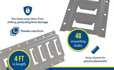 Vestil E-TRK-4-GY-2PK cargo bar feature highlights