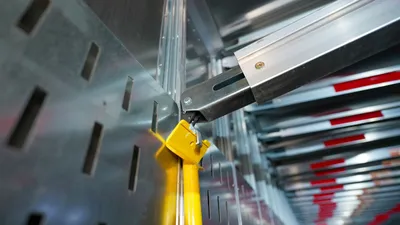 Vestil E-TRK-CBAT e-track cargo bar assist tool shown from an alternate angle