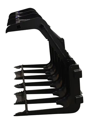 Vestil EA-SKGB-66 skid steer grab bucket shown from an alternate angle