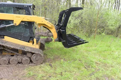 Vestil EA-SKGB-84 skid steer grab bucket shown from an alternate angle