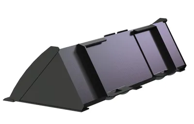 Vestil EA-SKSB-66-LP skid steer bucket shown from an alternate angle