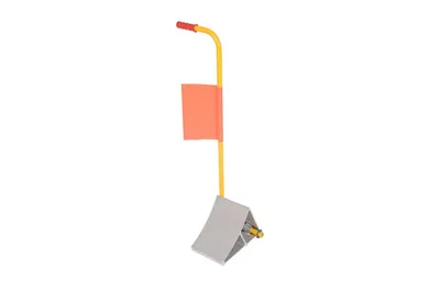 Vestil EALUM-7-H-FL ergo-handle wheel chock shown from an alternate angle