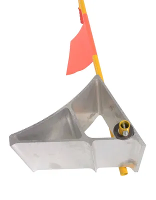 Vestil EALUM-7-H-FL ergo-handle wheel chock shown from an alternate angle