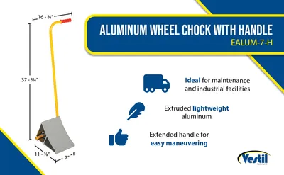 Vestil EALUM-7-H aluminum wheel chock feature highlights