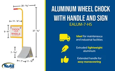 Vestil EALUM-7-HS aluminum wheel chock feature highlights