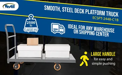 Vestil ECSPT-2448-C1B steel platform truck (smooth or treadplate) feature highlights