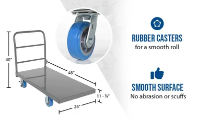 Vestil ECSPT-2448-C25C steel platform truck (smooth or treadplate) feature highlights