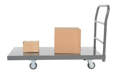 Vestil ECSPT-2448-C27A steel platform truck (smooth or treadplate) shown from an alternate angle