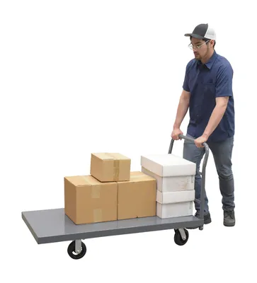 Vestil ECSPT-2754 steel platform truck (smooth or treadplate) shown from an alternate angle