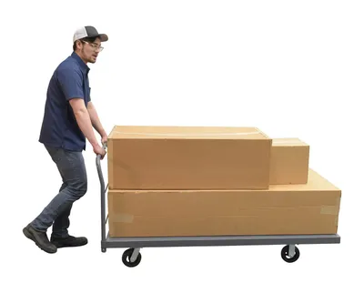 Vestil ECSPT-3672 steel platform truck (smooth or treadplate) shown from an alternate angle