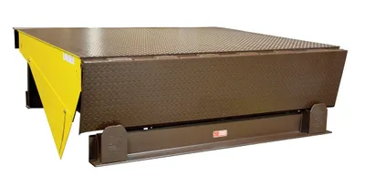 Vestil Steel Electric Hydraulic Dock Leveler 74"W x 62"L x 24"D Pit Dimensions, 35000 Lb. Capacity Brown/Yellow
