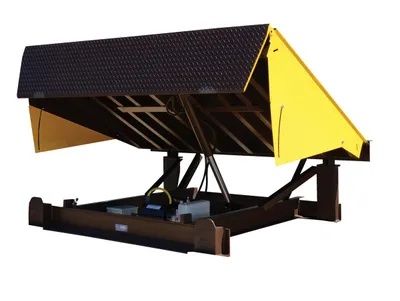 Vestil Steel Electric Hydraulic Dock Leveler 86"W x 62"L x 24"D Pit Dimensions, 45000 Lb. Capacity Brown/Yellow