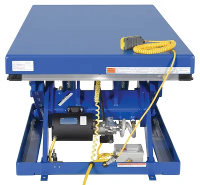 Vestil EHLT-3648-5-44 electric hydraulic scissor lift table shown from an alternate angle