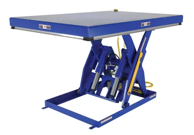 Vestil EHLT-3684-4-56 electric hydraulic scissor lift table shown from an alternate angle