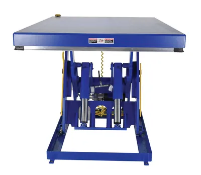 Vestil EHLT-3684-4-56 electric hydraulic scissor lift table shown from an alternate angle