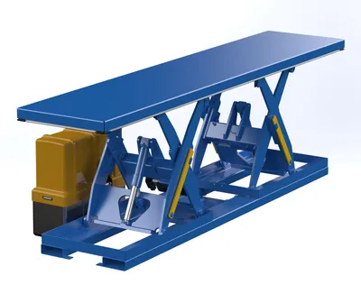 Vestil Steel Electric Hydraulic Tandem Lift Table 30 In. x 144 In. 2000 Lb. Capacity Blue
