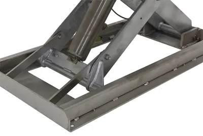 Vestil EHLT-WS-2436-PSS work station electric hydraulic scissor table shown from an alternate angle
