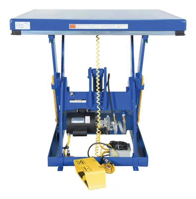 Vestil Steel Electric Hydraulic Lift Table with Foot Control 24 In. x 48 In. 1000 Lb. Capacity Blue