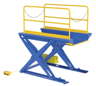 Vestil EHLTG-4484-3-54 ground lift scissor tables with handrail